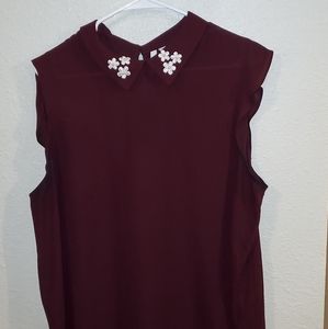 Maroon High-Neck Blouse